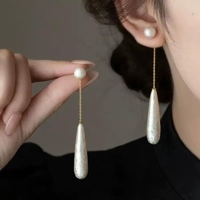 Boucles d'oreilles pendantes en Imitation de perles pour femmes, Design de Niche élégant français, g