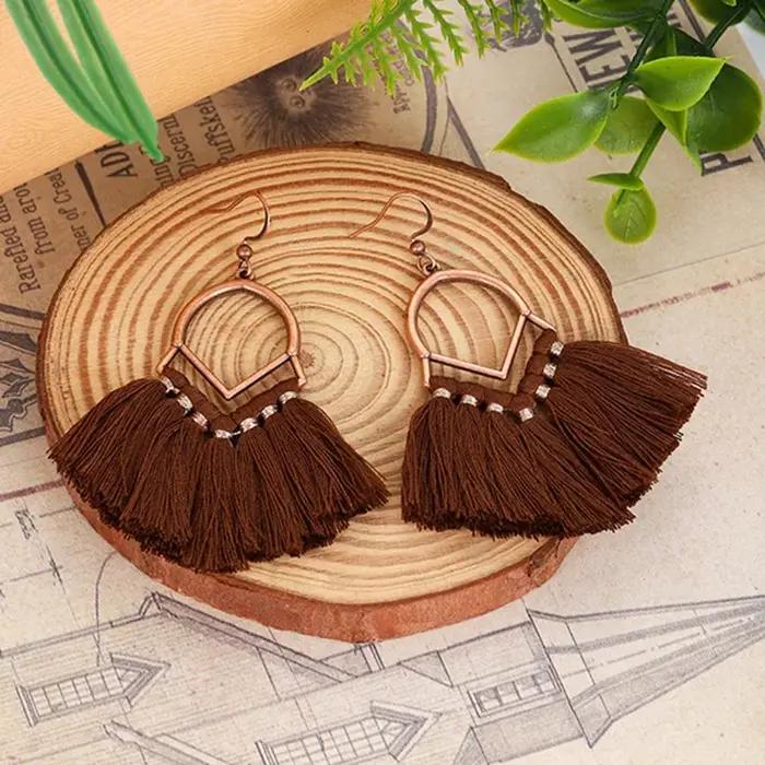 Boucles d'oreilles de mariage à franges bohèmes multicolores pour femmes