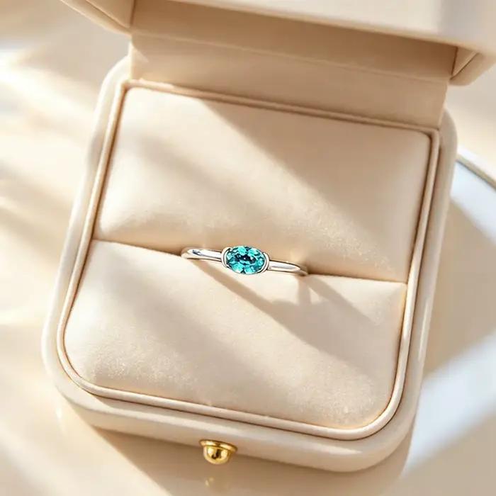Vinregem – bague ovale en tourmaline Paraiba de laboratoire, 4x6 MM, 100% argent Sterling 925, simple, pour femmes, bijoux fins, cadeaux de mariage, vente en gros