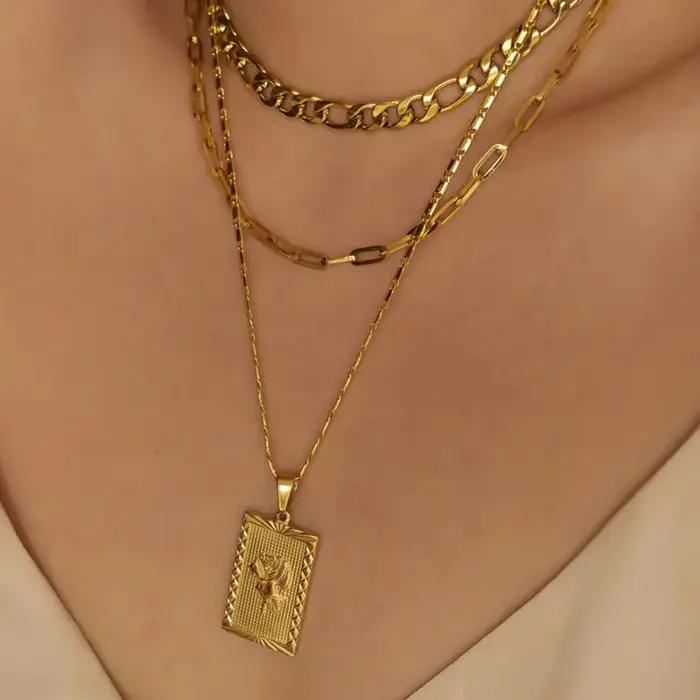 Collier géo Floral en titane et or 18 carats pour femmes