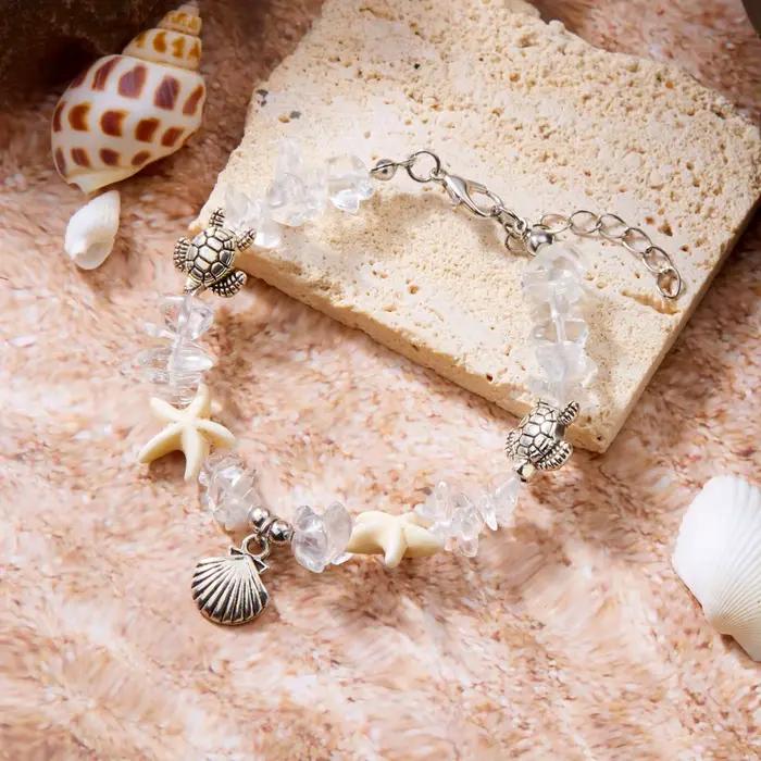 Bracelets bohèmes en coquillages et étoiles de mer en pierre concassée pour femmes et hommes, bijoux