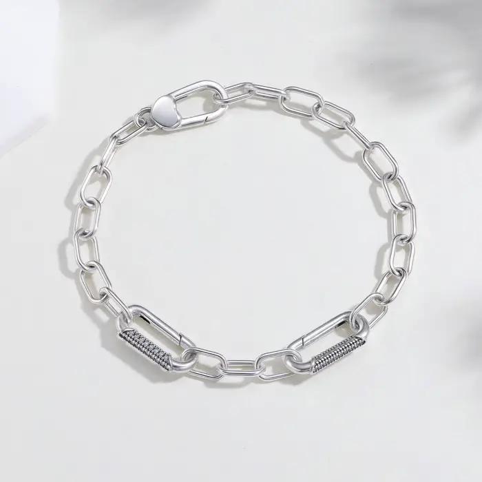 Bracelet en argent sterling 925 fermoir en diamant breloque perlée cadeau romantique pour femmes occasions spéciales anniversaires fiançailles mariage
