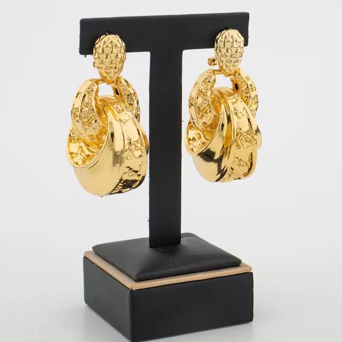 Grandes boucles d'oreilles rondes pour femmes et filles, grand cercle géométrique, bijoux pendants, cadeau de fête de mariage, couleur or, accessoires bijoux