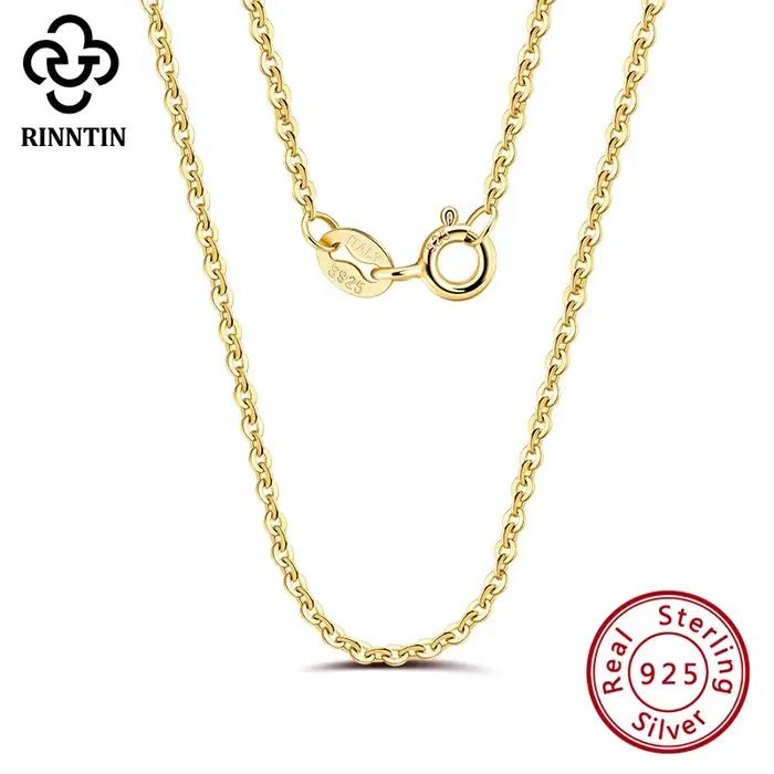 Rinntin 18K or 925 en argent Sterling mode câble lien chaînes collier pour femmes mince cou chaîne accessoires bijoux SC06