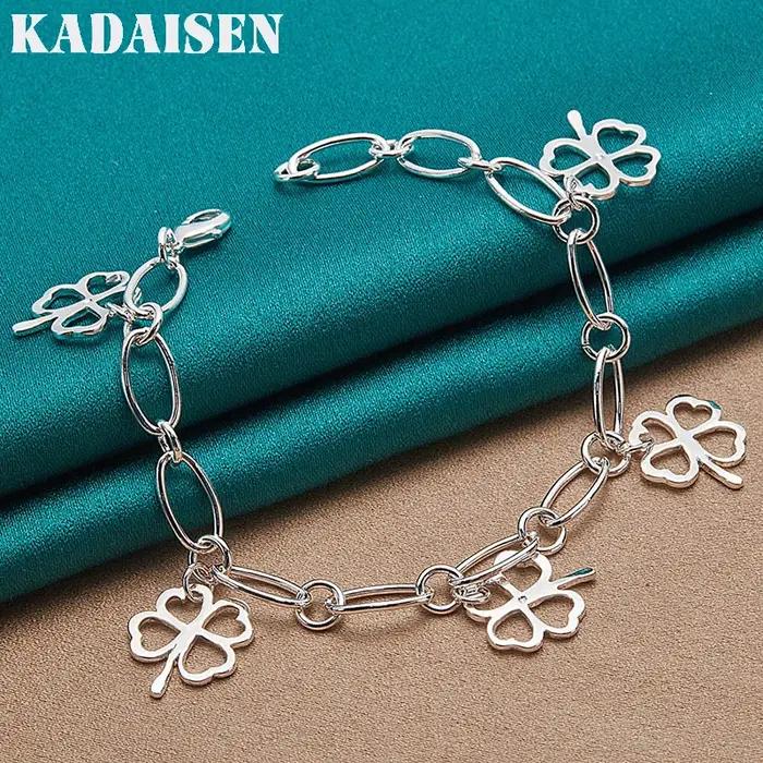 Bracelet trèfle en argent sterling 925 bijou de charme pour femmes occasions spéciales mariage fête