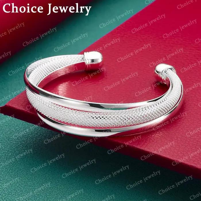 Bracelet à trois anneaux torsadés lisses en argent Sterling 925 pour femmes, bijoux à la mode, acces