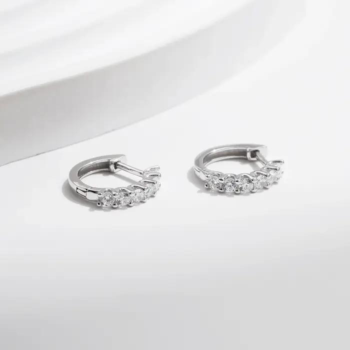 Boucles d'oreilles créoles en argent sterling 925 serties de Moissonite pour femmes occasions spéciales mariage élégantes à offrir