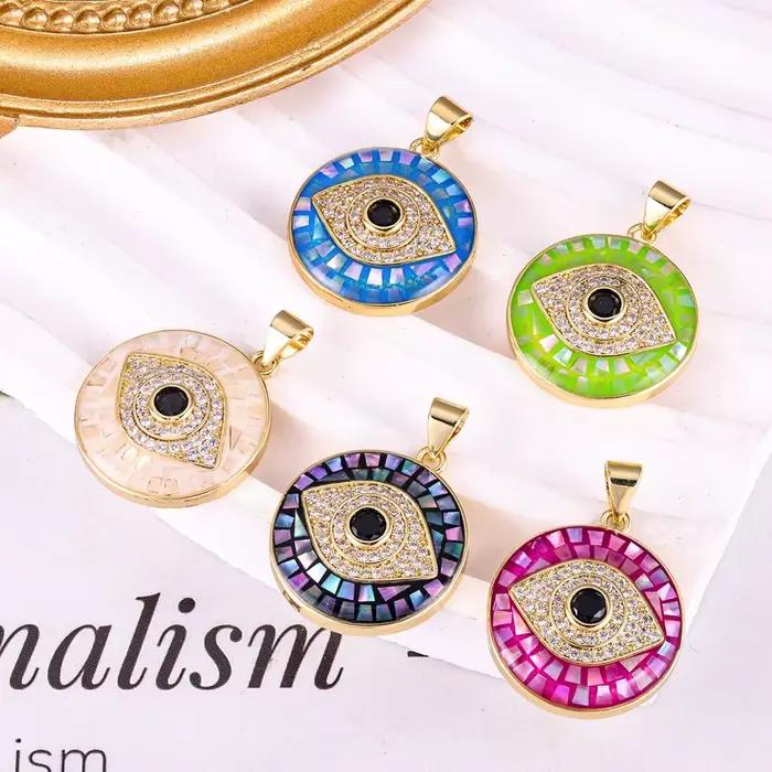 Breloque plaquée or 18K avec main de Fatima et œil protecteur, talisman de luxe pour fabrication de bijoux DIY, occasions spéciales et protection spirituelle