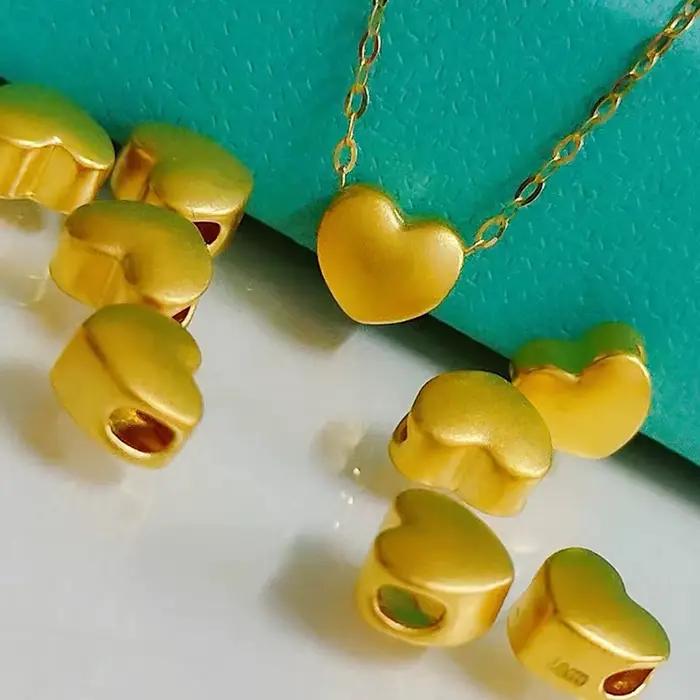 Collier avec pendentif en forme de cœur en or pur 24K 999