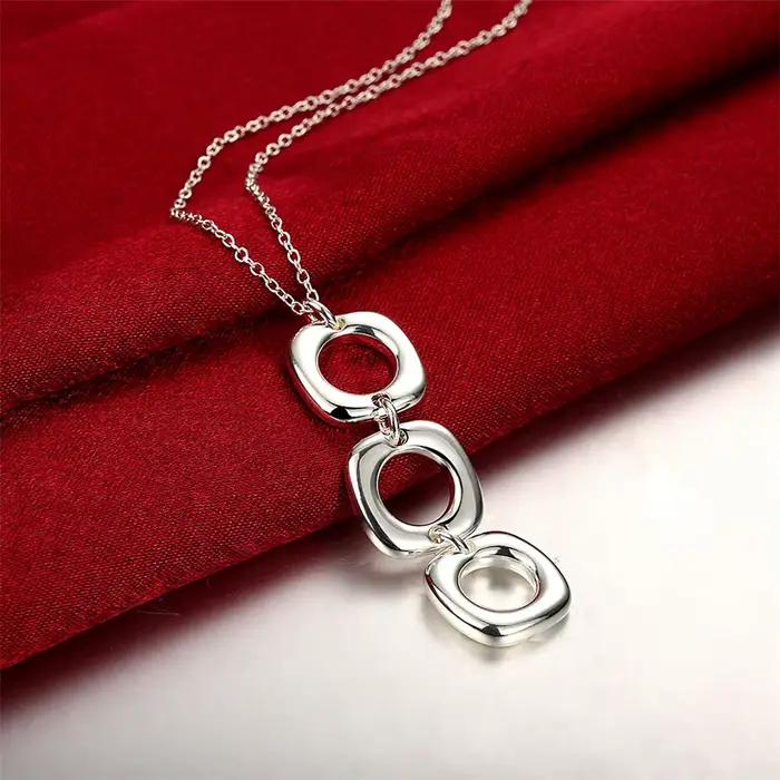DOTEFFIL 925 en argent Sterling rond carré collier boucle d'oreille ensemble pour femme mariage fiançailles fête mode charme bijoux