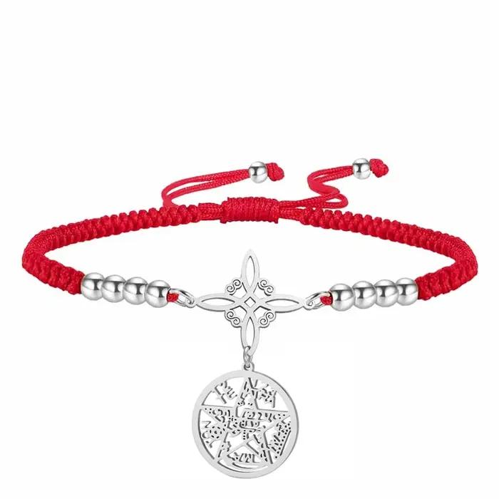 Bracelet Double Protection noeud de sorcière pentagramme tétragrammaton bijoux en acier inoxydable