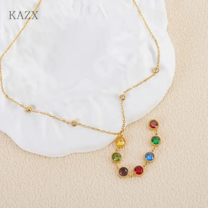 Collier long en cristal coloré 7 chakras anti-décoloration KAZX