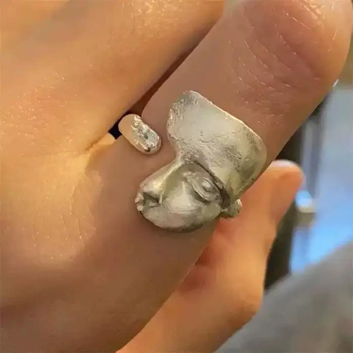 Bague en argent sterling 925 sertie de zirconium blanc élégante pour femme occasions spéciales visage style classique bijoux de luxe
