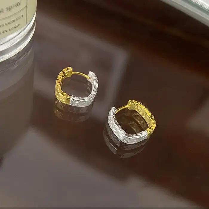 Boucle d'oreille carrée bohème minimaliste en argent Sterling 925 véritable pour femmes, cerceau, accessoires de bijoux