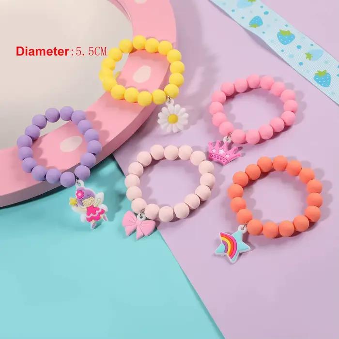 Bracelets elastiques perles princesse papillon licorne coeur fleur chateau filles mode occasions speciales