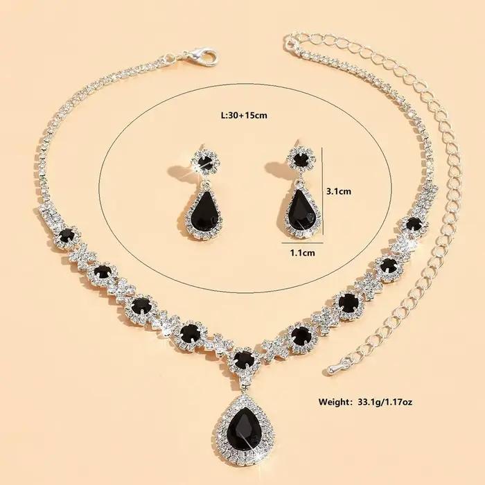 Ensemble de bijoux en cristal plaqué or plaqué argent plaqué rhodium avec boucles d'oreilles pendantes en zircon pour femmes occasions de soirée élégantes
