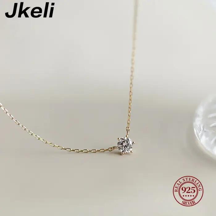 Collier en argent sterling 925 plaqué or 18 carats avec pendentif zircon scintillant pour femmes occasions spéciales et soirées chic