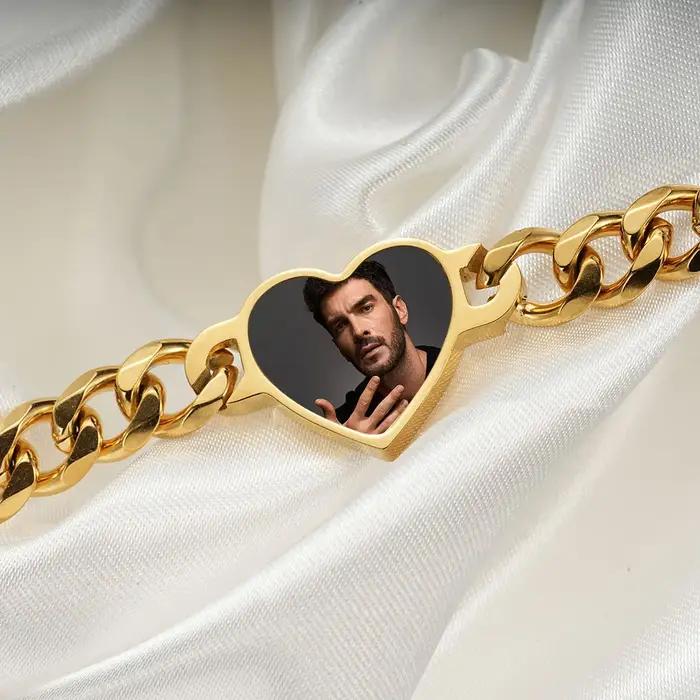 Bracelet personnalisable avec photo de cœur - Chaîne