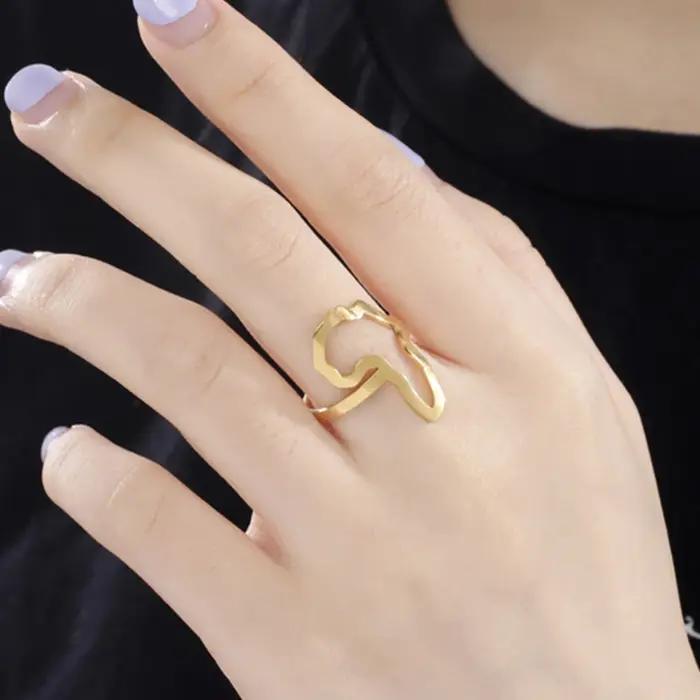 Bague My Shape Carte Africaine Régulable en Argent ou Or avec Motif Géométrique Idéale pour Femmes et Hommes Occasions Spéciales Bijoux de Mode