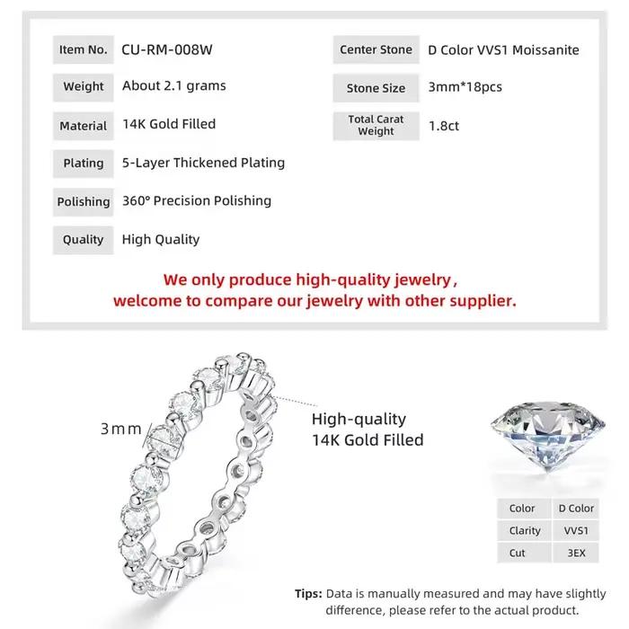 Lnkry – bague de fiançailles en moissanite pour femmes