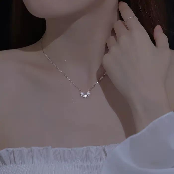 Collier étoile en argent Sterling 925 pour femmes, chaîne de collier à la mode, pendentif Simple étoile à cinq branches en Zircon pour cadeau d'anniversaire, bijoux