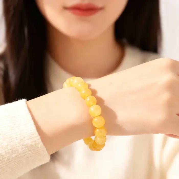 Mode automne joyas bijoux jaune citrine cristal brazaletes argent feng shui pierre perles bracelets pour femme hommes
