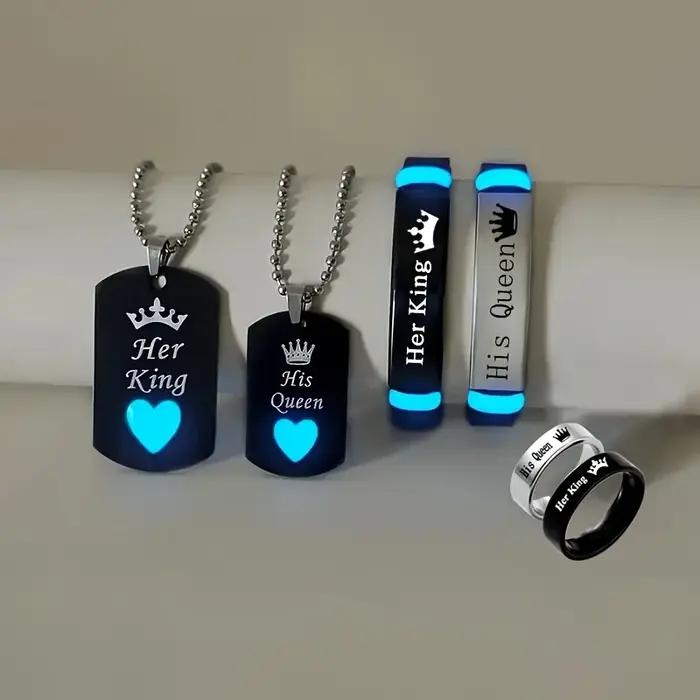 Ensemble de bijoux lumineux en acier inoxydable pour femmes