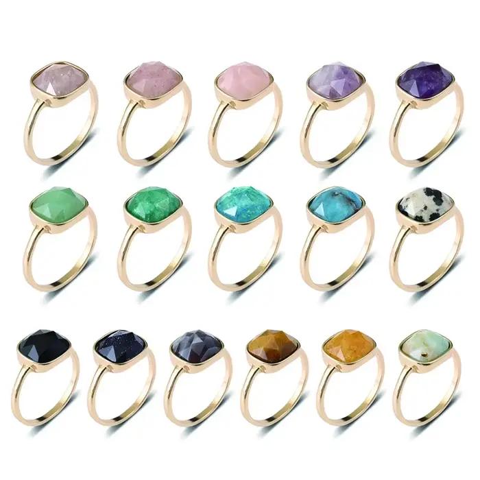 Anneaux de perles de pierre enveloppés pour femmes, cristal de guérison, quartz, lave, ystes d'atterrissage, cercle, bague de doigt, fête, bijoux de mariage, cadeau
