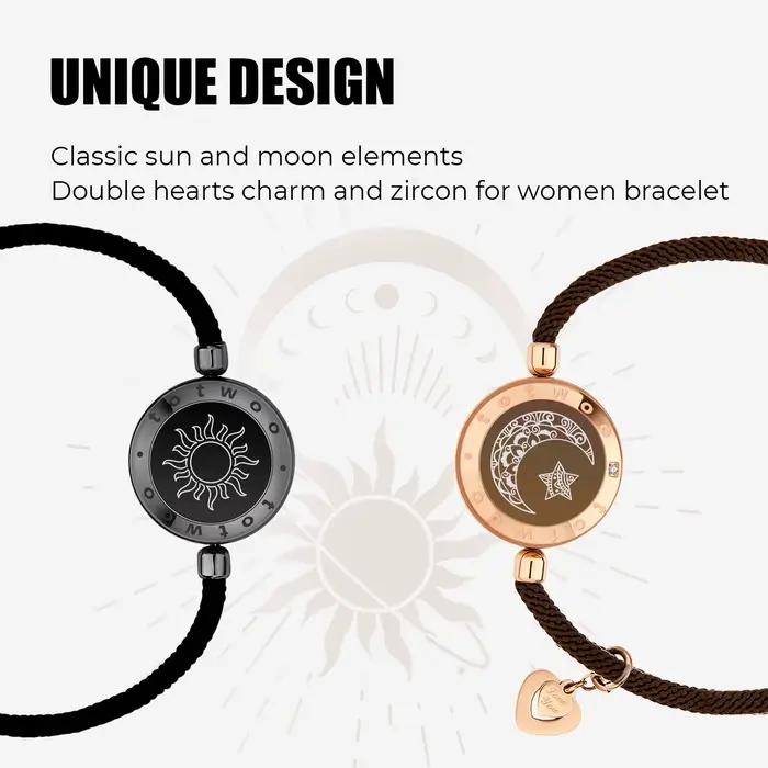 Bandeau Lumineux et Vibrant à Distance Totwoo Cadeau pour Couples Relations à Distance Bracelet Intelligent Soleil et Lune Amour