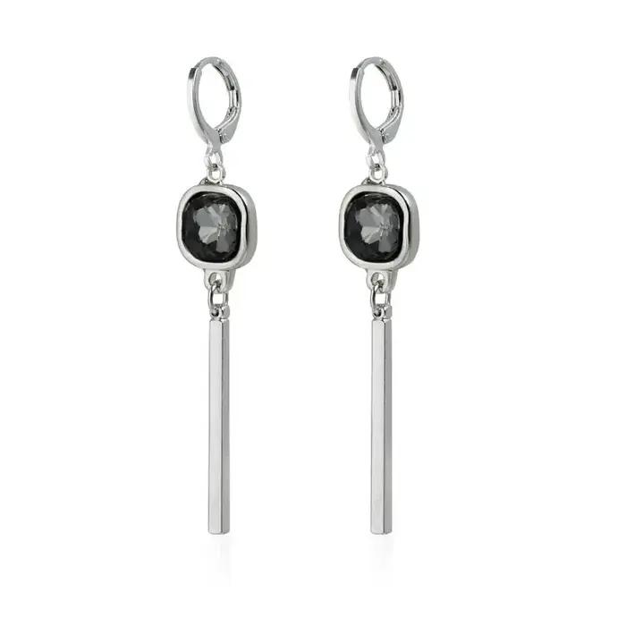 Ensemble de bijoux en verre gris géométrique carré