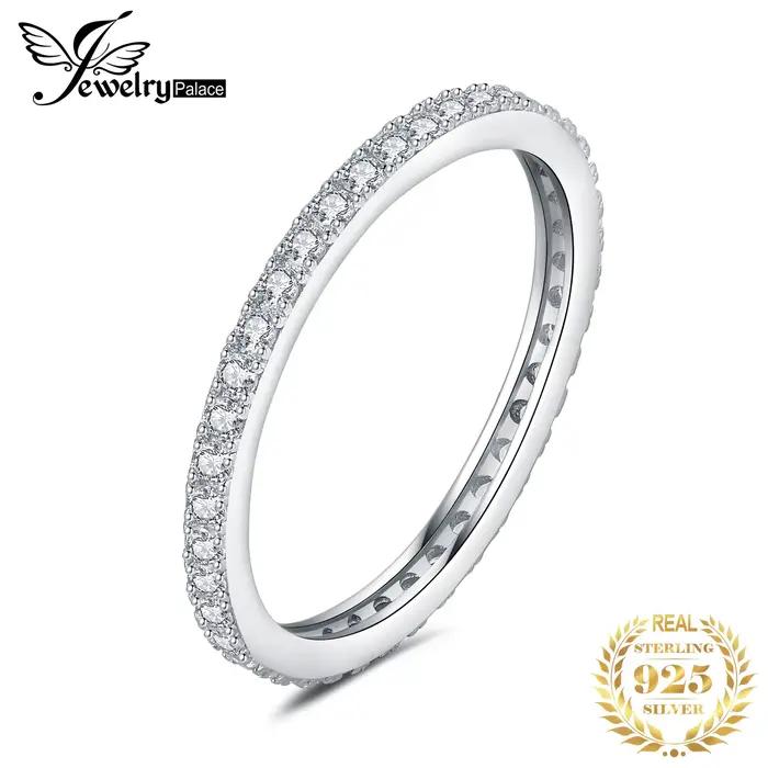 JewelryPalace 5A CZ éternité classique 925 en argent Sterling bague de fiançailles de mariage pour f