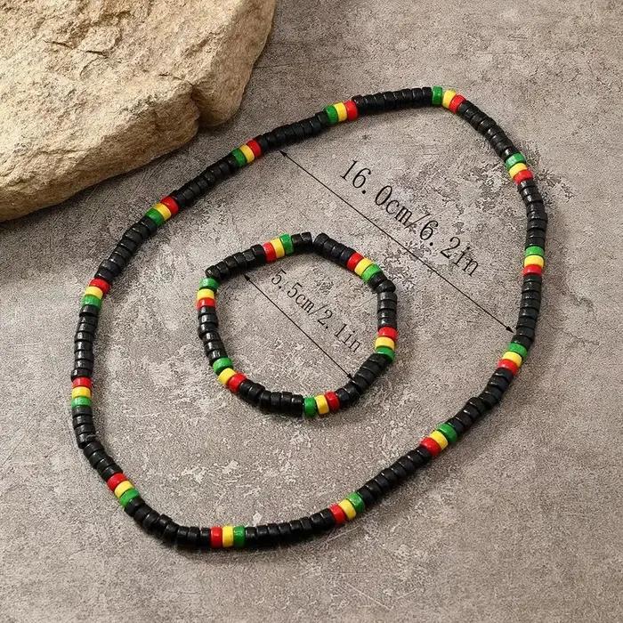 Collier créatif, ensemble de bijoux en perles de bois