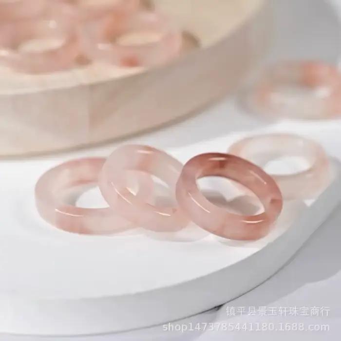 Bague polyvalente en soie de jade rose doré, nouveau style fleur de pêcher naturelle, pour filles