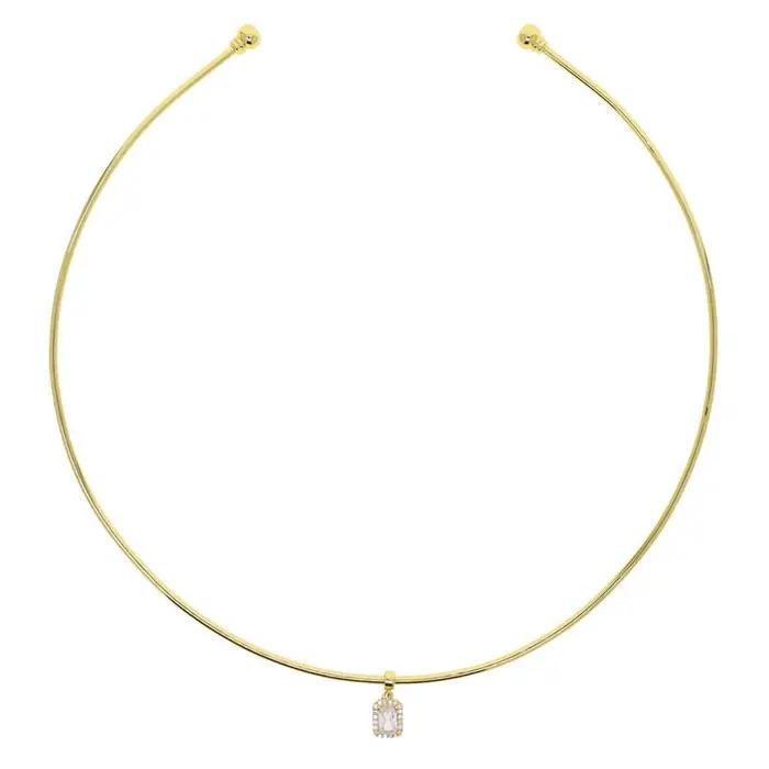 Collier pendentif géométrique couleur or avec zircon cubique 5A pour femme, nouvelle mode 2026, bijoux ras-du-cou carrés en CZ
