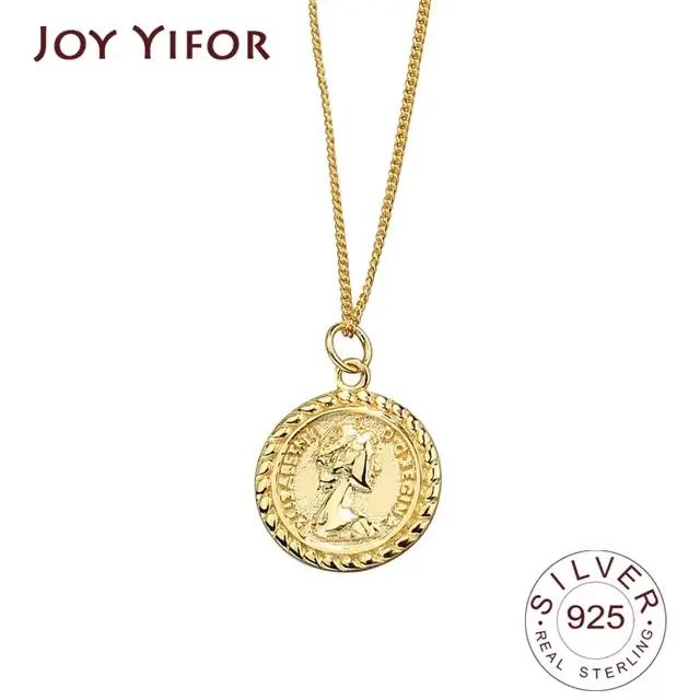 JOPeople-Collier rond en argent regardé pour femme, bijoux élégants pour femme, photo