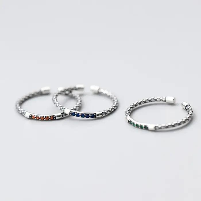 Bagues Serpentine en argent Sterling 925 pour femmes, pierres précieuses Zirconium bleu rouge verte, bijoux de cocktail classiques pour événements formels
