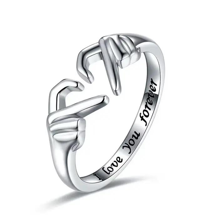 Bague de couple en forme de coeur alliage de zinc romantique engagement amour éternel pour femme homme occasions spéciales anniversaire cadeau unique