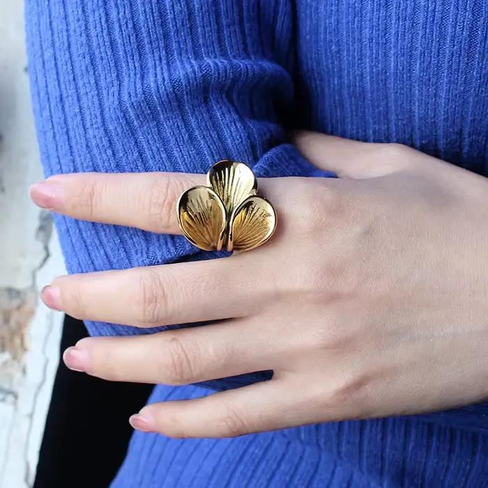 Bagues en acier inoxydable plaqué or 18 carats pour femmes