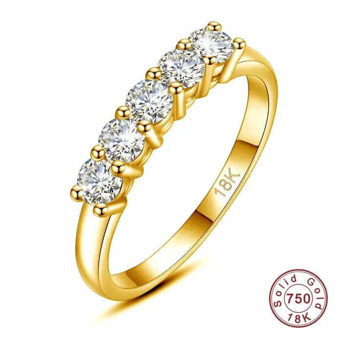 Bague Moissanite en or massif 18K pour femmes