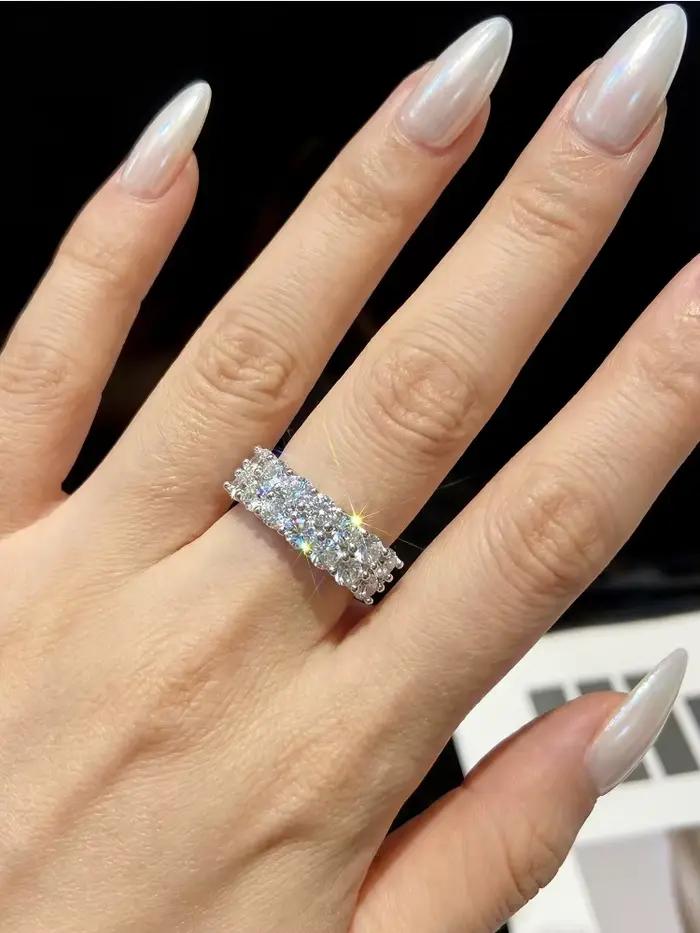 Bague d'éternité en moissanite véritable 1,4 carat pour femme, en argent sterling 925, pour tous les jours et les fêtes, magnifique bijou de haute qualité