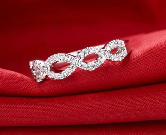 Bague de mariage en or blanc pur 18 carats 750