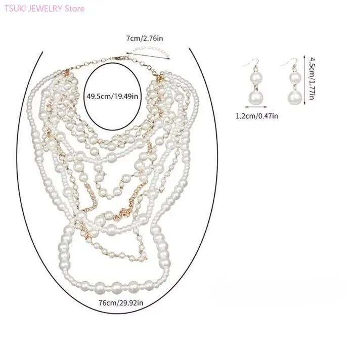 Ensemble élégant collier et boucles d'oreilles en perles faites à la main offrant des styles de style polyvalents pour