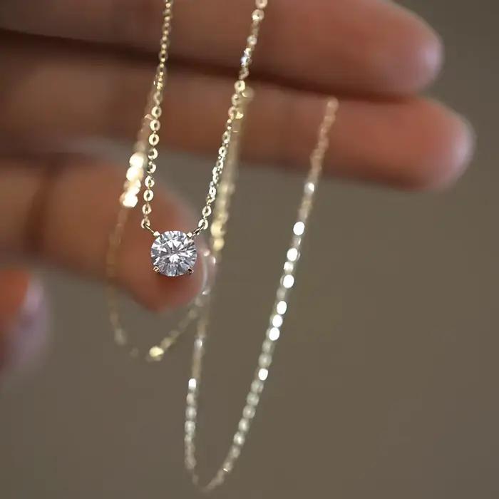 Collier en argent Sterling 925 plaqué or 18 carats, chaîne de clavicule polyvalente en Zircon brilla