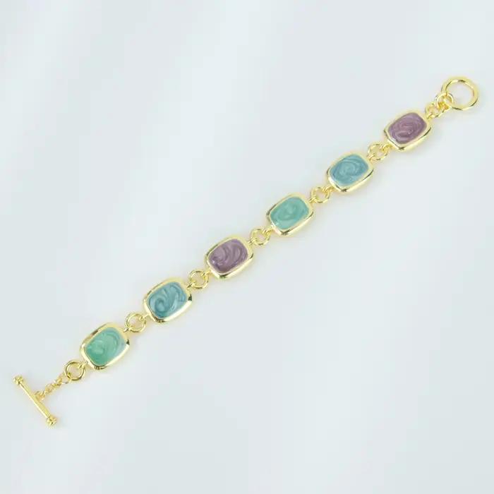 Bracelet de luxe en cristal et or 14 carats, chaînes à main en émail coloré bohème, bijoux de déclar