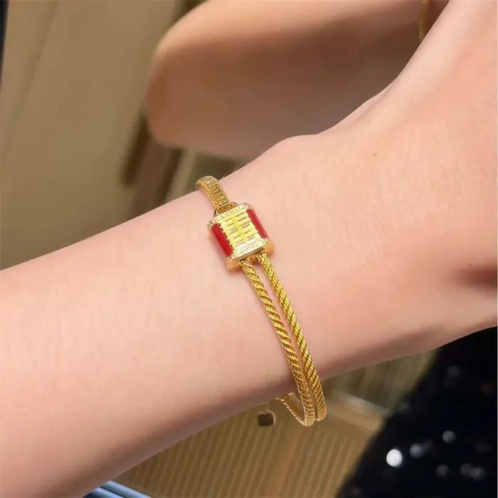 Bracelet deux-en-un en or pur 24 carats AU999 pour femmes