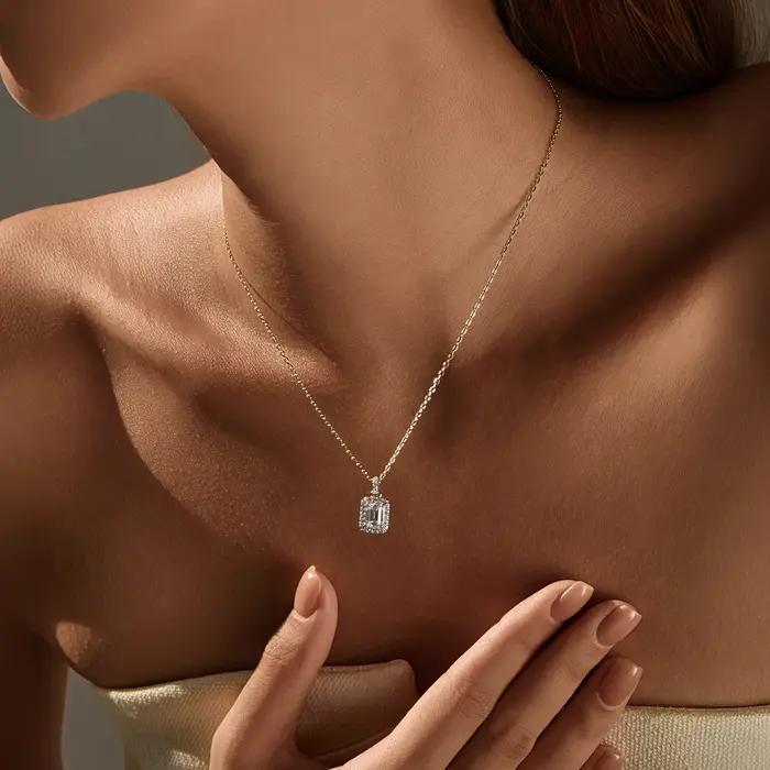 MODIAN – ensemble de Moissanite taille émeraude