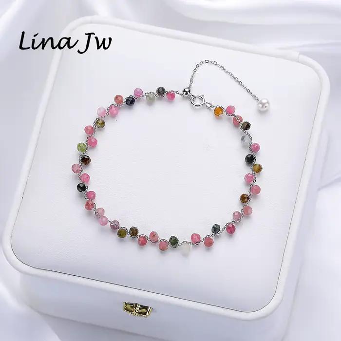 Lina Jw – Bracelet en spinelle noire en pierre naturelle pour femmes