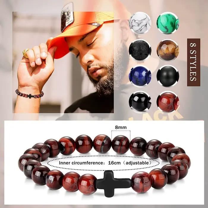 Bracelet de méditation en pierre naturelle et cuivre plaqué pour hommes et femmes, style moderne et traditionnel, idéal pour la prière et la méditation