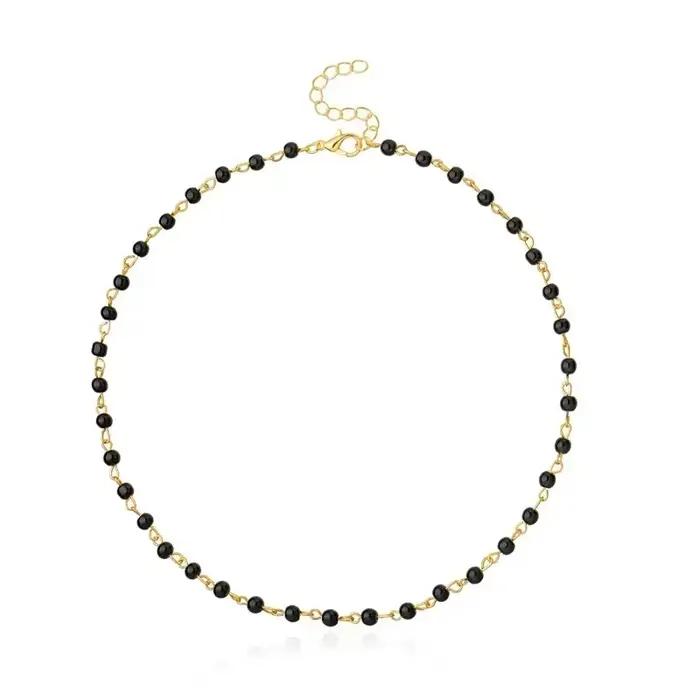 2020 nouveau Design bijoux femme Simple noir blanc collier de perles fait à la main collier ras du c