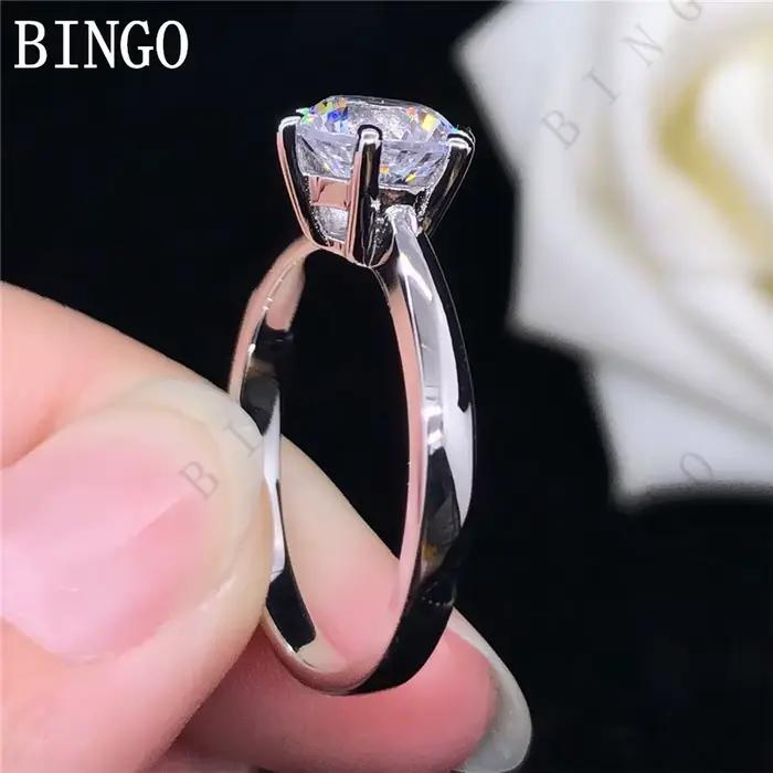Bague Solitaire en or blanc massif 18K AU750 1CT
